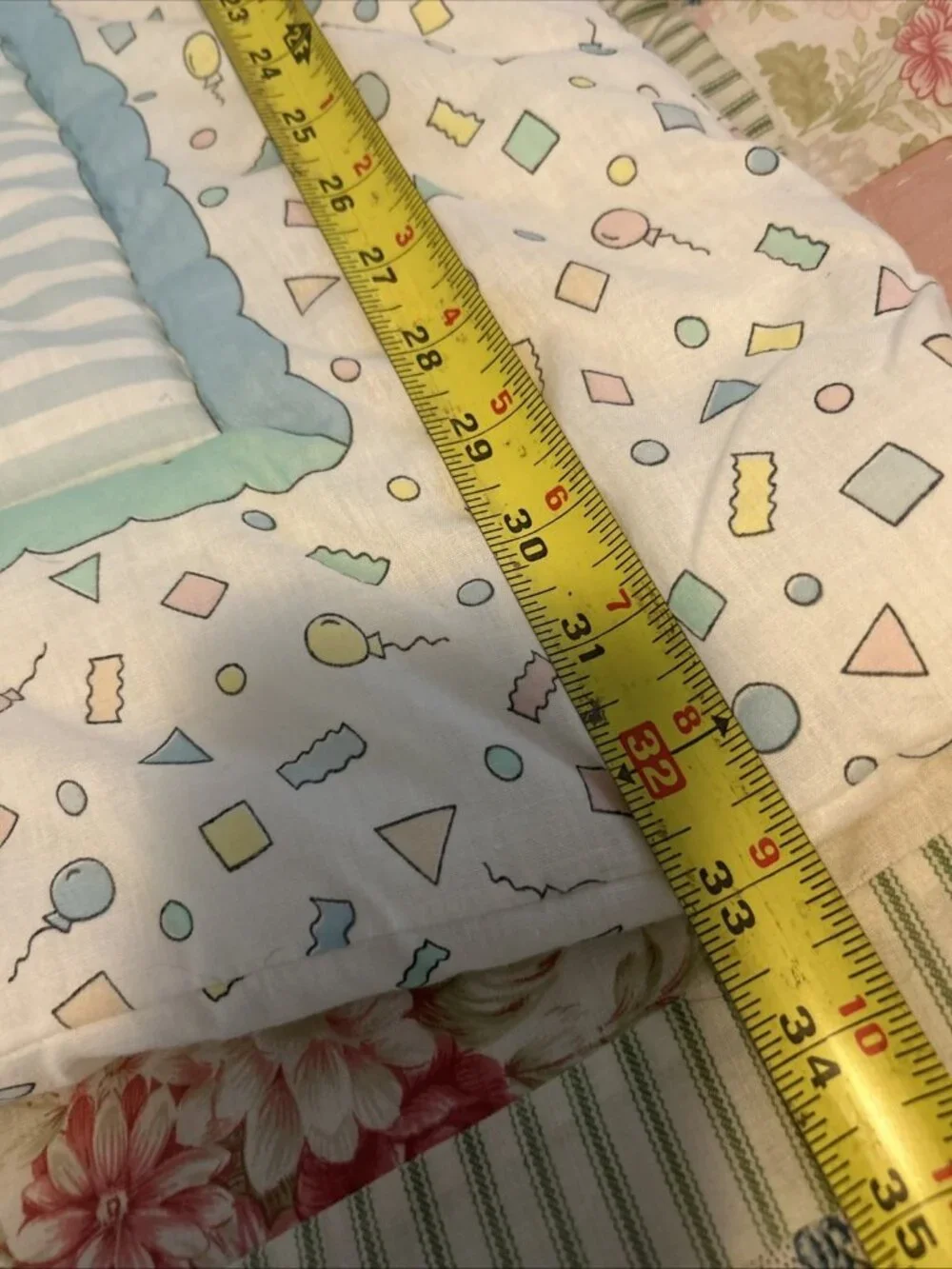 Vintage 80’s Baby Puffalumps Pastel Quilted Crib Blanket Comforter 41” X 31
